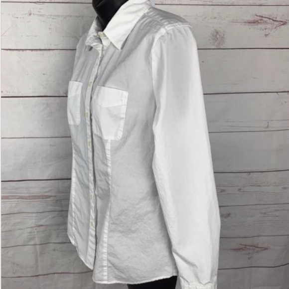 Loft Ann Taylor Softened Shirt Button Front White - Picture 4 of 8